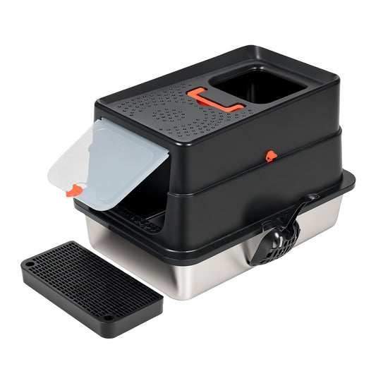 Skylos Cat Litter Box Stainless Steel Large Enclosed Toilet Tray Anti-Splashing