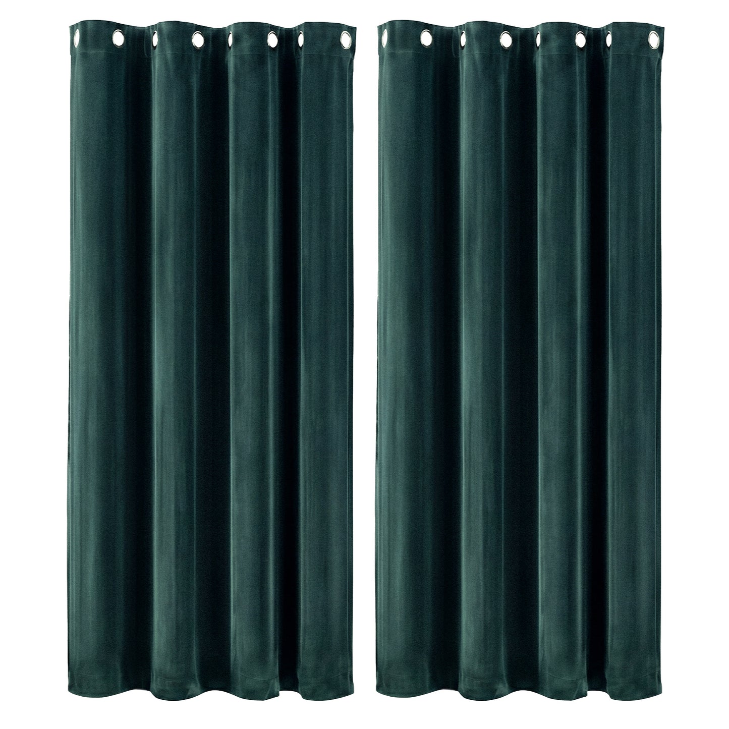 Marlow Thick Thermal Blackout Curtains Velvet 46x54 Inch Eyelet Ring Top Green