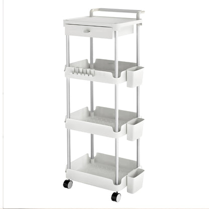 Levede Metal Storage Trolley on Wheels 3/4 Tier with Drawer Pink Rolling Cart