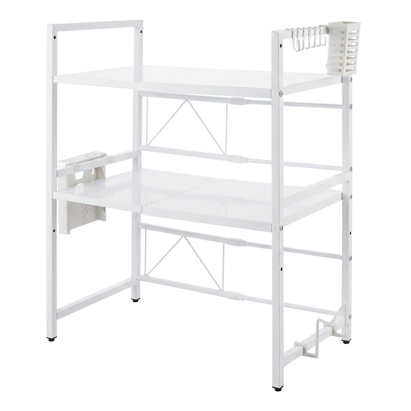 TOQUE 3 Tier Expandable Microwave Oven Rack Stand Kitchen Storage Shelf White