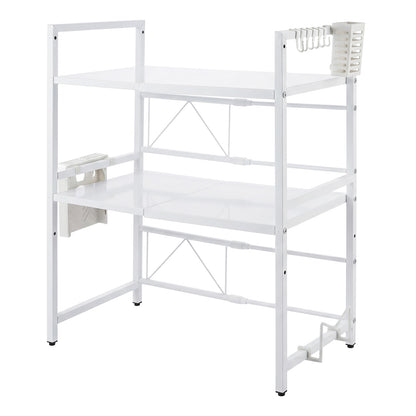 TOQUE 3 Tier Expandable Microwave Oven Rack Stand Kitchen Storage Shelf White