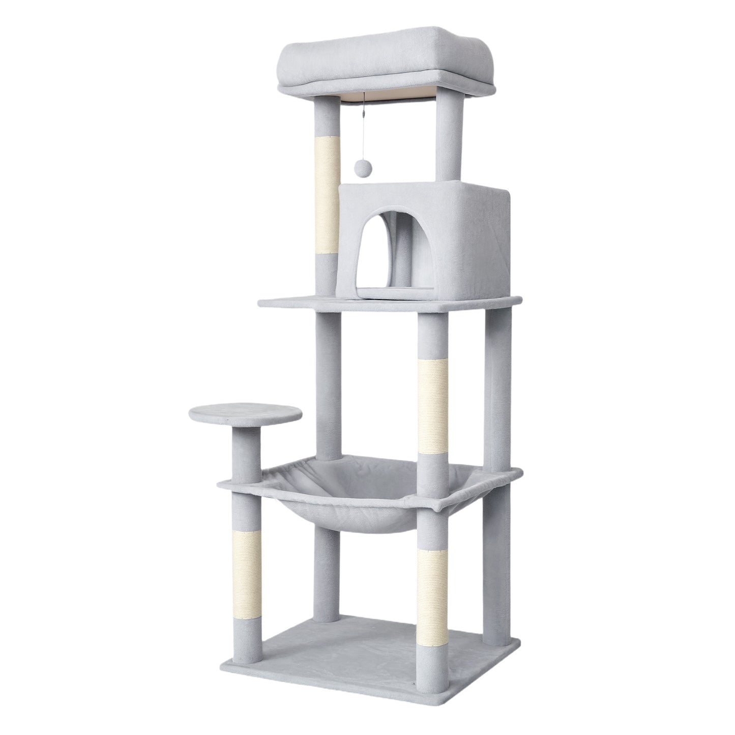 Skylos 143cm Cat Tree Multilevel Scratching Post Climbing Tower Activity Centre