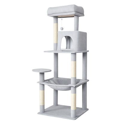 Skylos 143cm Cat Tree Multilevel Scratching Post Climbing Tower Activity Centre
