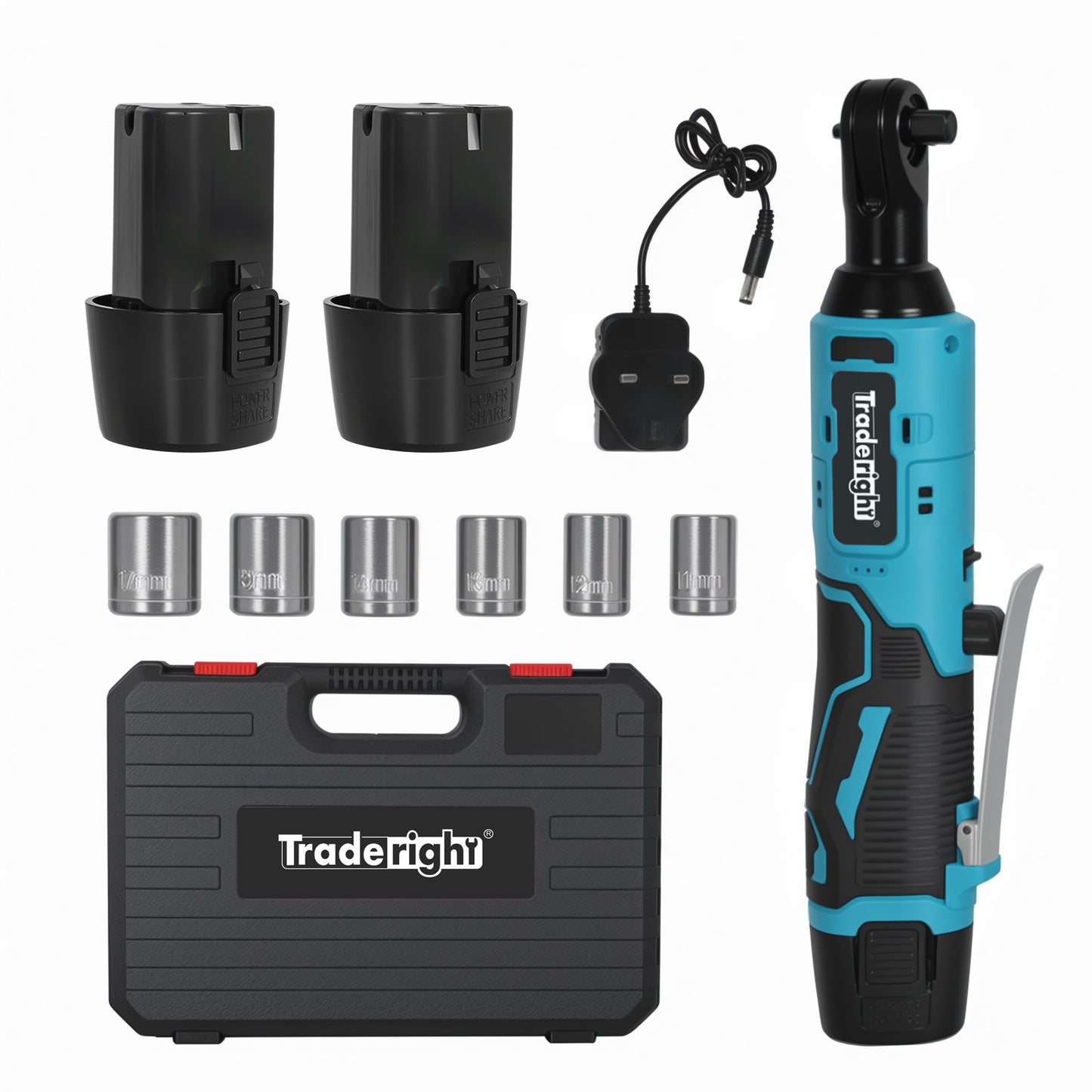 Traderight Electric Cordless Right Ratchet 3/8" 90 Angle Wrench Power 2 Battery
