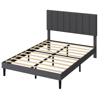 Levede Upholstered Bed Frame Linen Fabric Soft Foam Headboard Small Double King