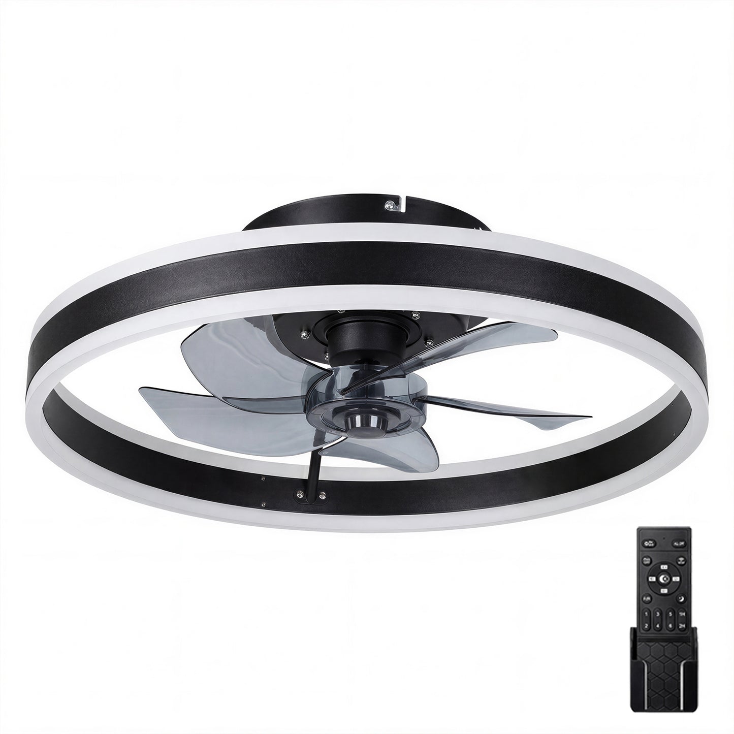 Emitto Ceiling Fan with Lights Remote Modern LED Dimmable Quiet 6 Speeds Black