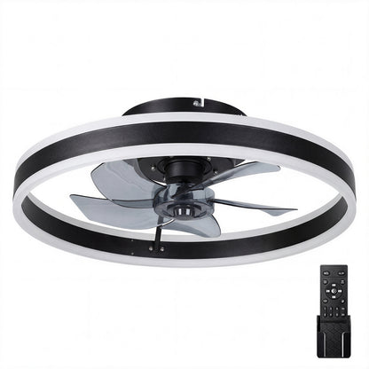 Emitto Ceiling Fan with Lights Remote Modern LED Dimmable Quiet 6 Speeds Black