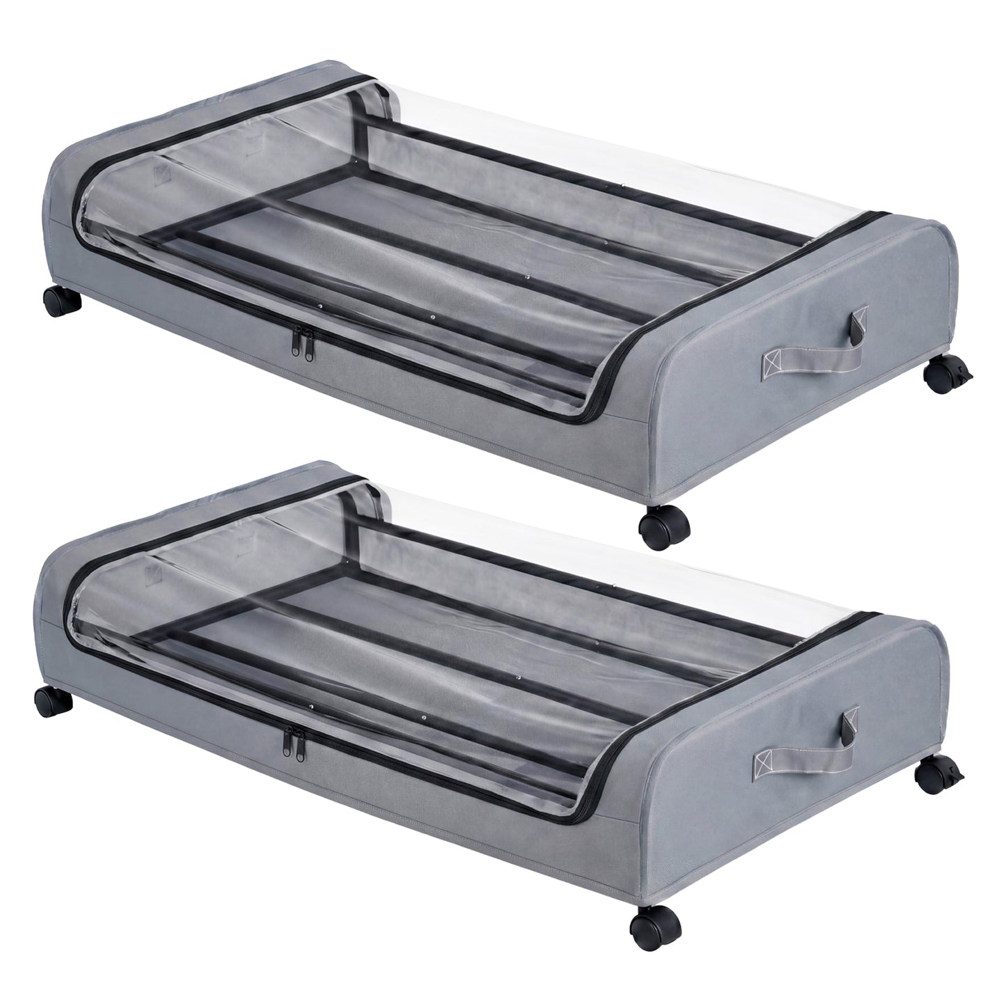 Levede Under Bed Storage Boxes with Lids  46L x2  Rolling  Grey  Oxford
