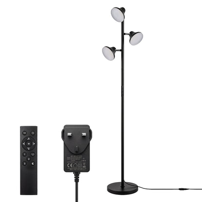 Emitto Floor Lamp 3 Head LED Reading Light Rotatable Remote Standing Lamp Black