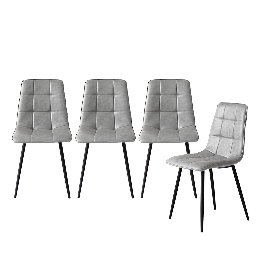 Levede Padded Dining Chairs Faux Leather for Kitchen Home Office - Set of 4