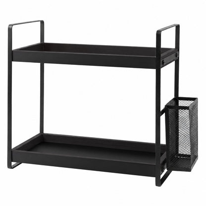 Levede Bathroom Organiser Countertop 2 Tier Perfume Skincare Storage Shelf Black