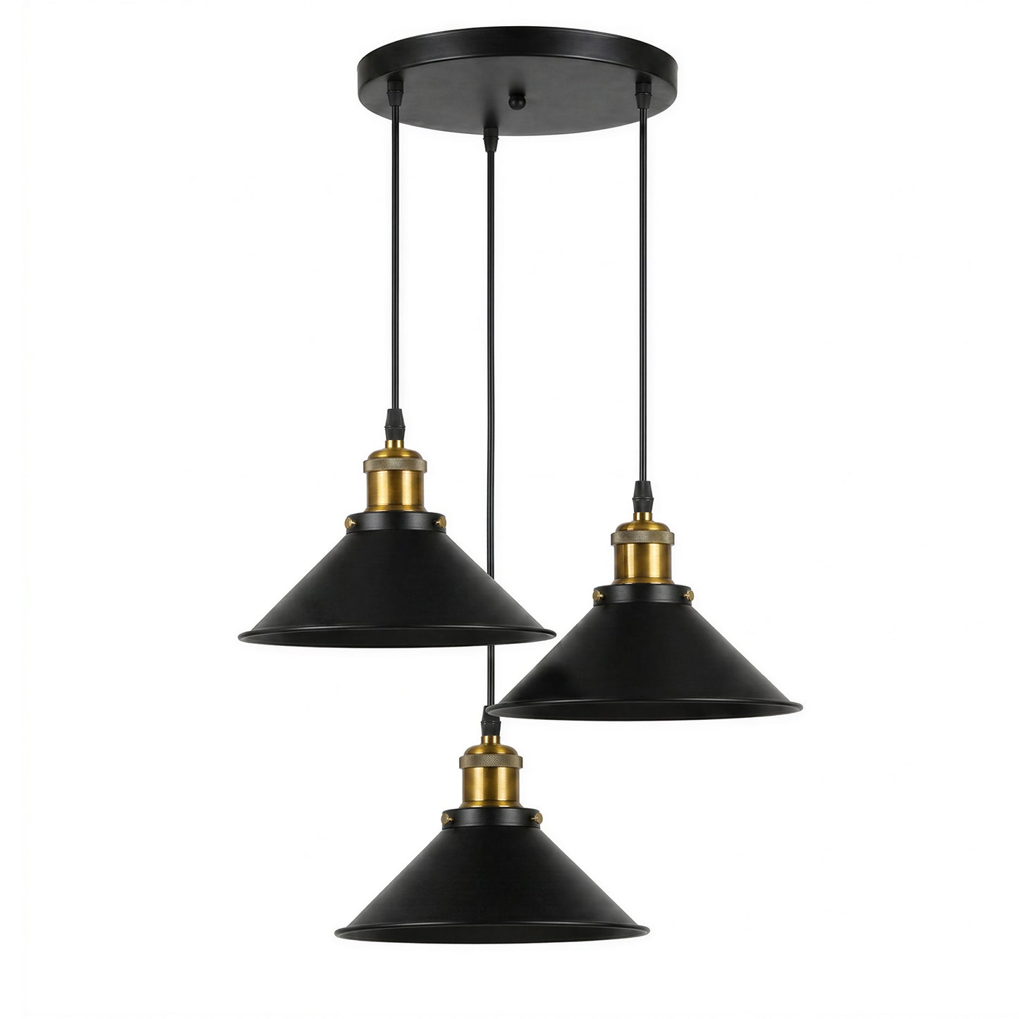 Emitto Pendant Light 3 Lights Height Adjustable Vintage Ceiling Light Black