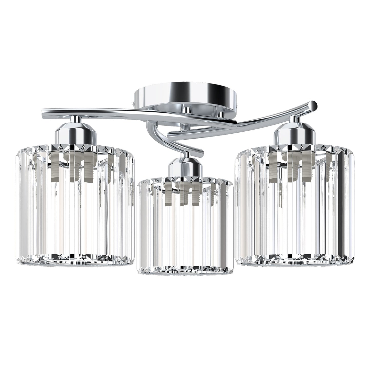 Emitto Crystal Ceiling Light 3 Light Semi Flush Mount Lamp E27 Chandelier Chrome