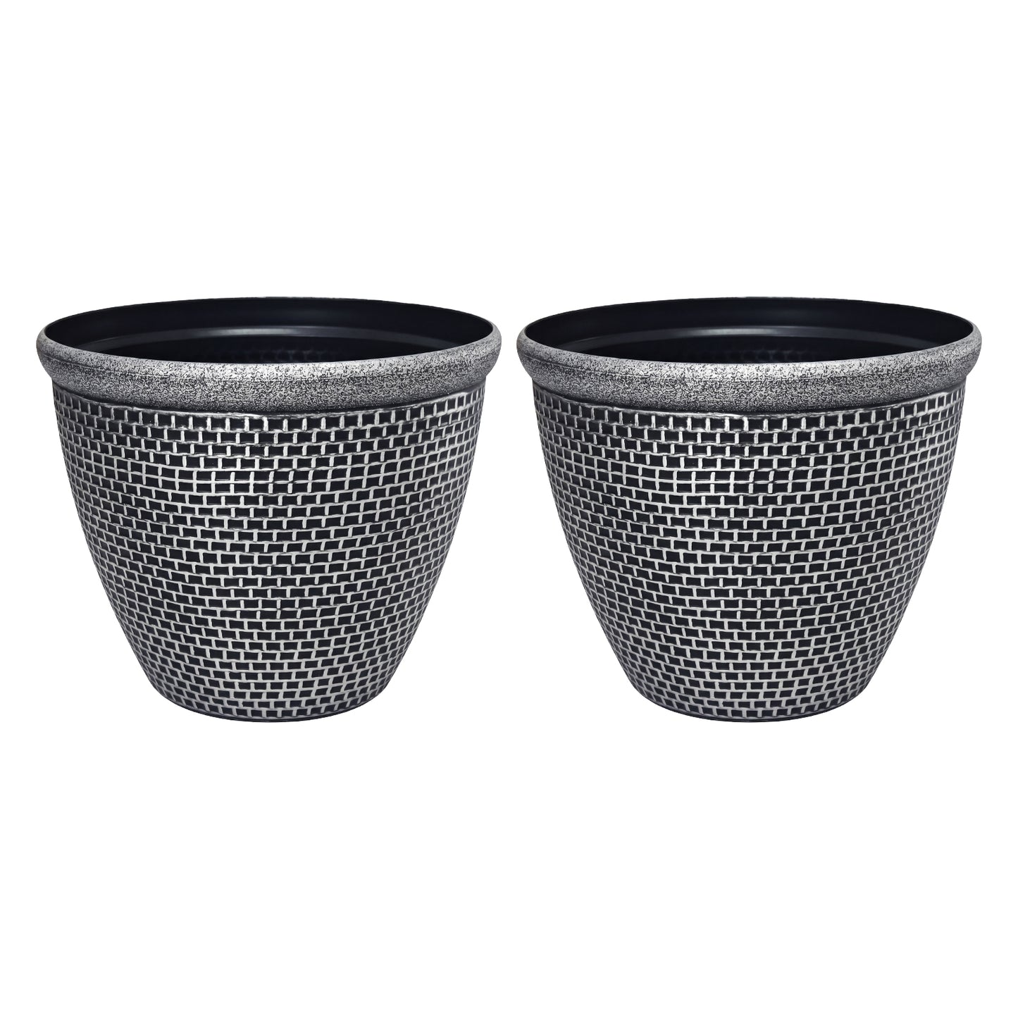 TOQUE 2PCS Plastic Garden Plant Pots 36cm Round Outdoor Planters Drainage Holes