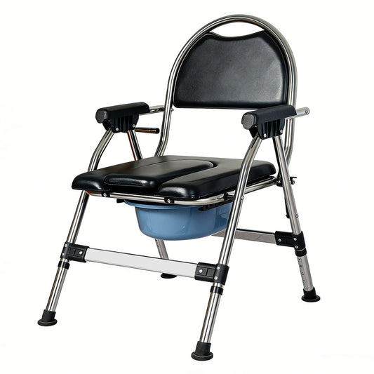 Levede Folding Commode Chair Adjustable Height Bedside Toilet Shower Seat 150kg