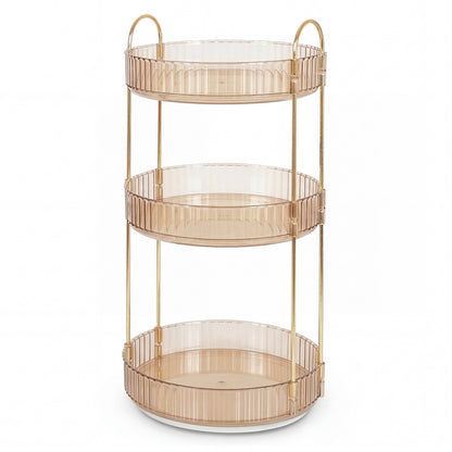 ilus Makeup Organiser 360 Rotating Spinning 3 Tiers Cosmetic Organizer Gold