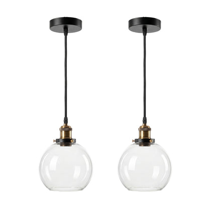 Emitto 2PCS Ceiling Pendant Light Industrial Glass LampShade Adjustable Cable