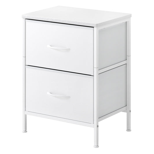 Levede Bedside Table 2 Fabric Drawer Nightstand Shelf Storage Furniture Cabinet
