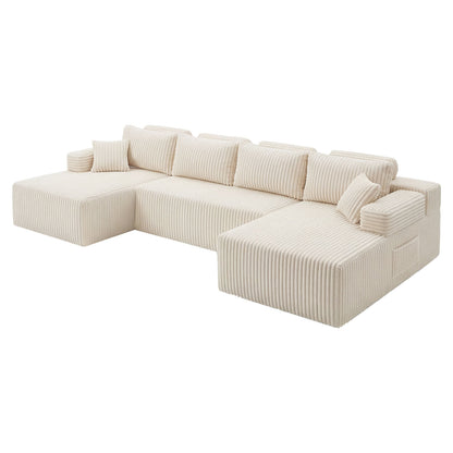 Levede Modular Sectional Sofa 4 Seater Convertible Bed Corduroy Boneless Couches