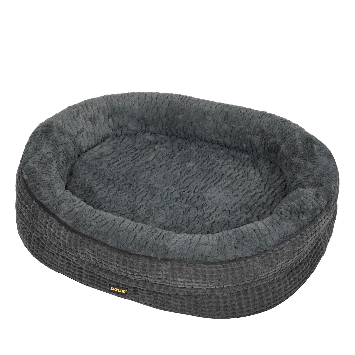 Skylos Orthopedic Plush Dog Bed Soft Washable Pet Bed Grey Cosy Cushion L Size