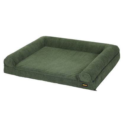 Skylos Orthopaedic Dog Bed Corduroy Washable Waterproof Pet Mattress Foam Green