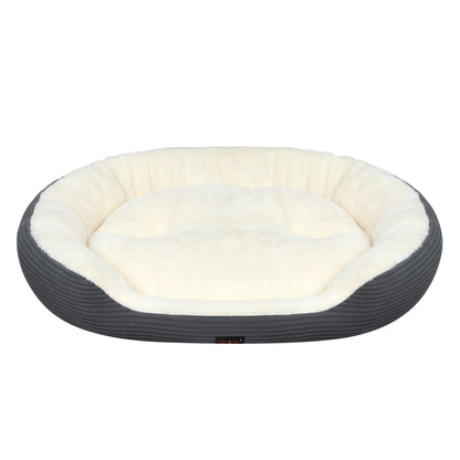 Skylos Dog Bed Luxury Soft Washable Puppy Cat Cushion Mattress Corduroy Grey M