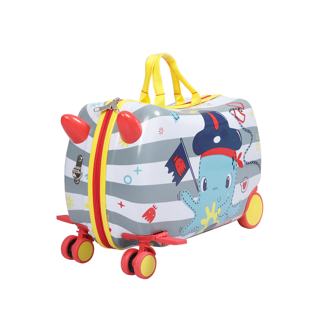 Dekko 17' ' Kids Luggage Ride On Suitcase on Wheel with Scooter for Travel Seat
