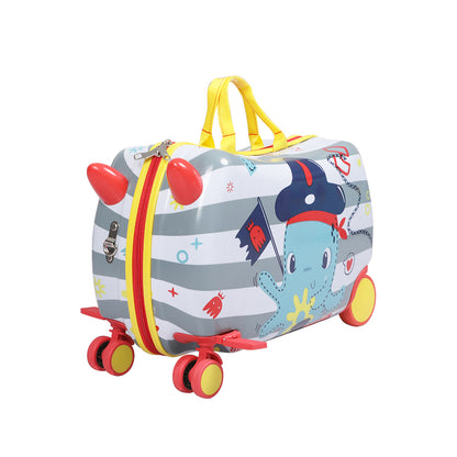 Dekko 17' ' Kids Luggage Ride On Suitcase on Wheel with Scooter for Travel Seat