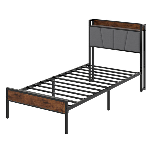 Levede Heavy Duty Single Bed Frame Metal Platform with Storage Headboard 3FT