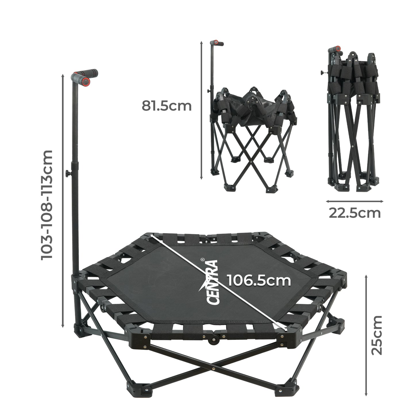 Centra 42 inch Trampoline Handrail Rebounder Folding Fitness Exercise Home