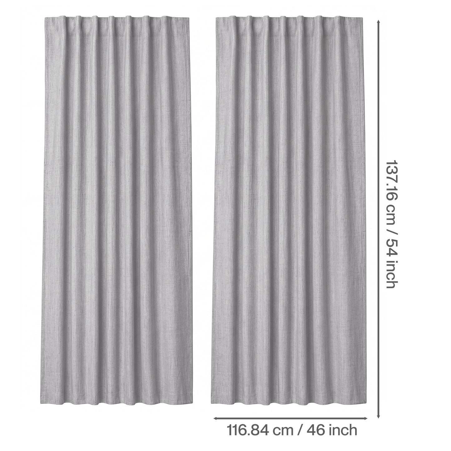 Marlow 100% Blackout Curtains Thermal Linen Look Pair Ready Made 46x54 in Grey