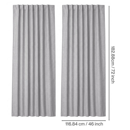 Marlow 100% Blackout Curtains Thermal Linen Look Pair Ready Made 46x72 in Grey
