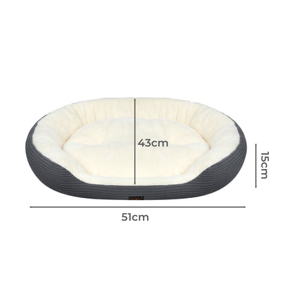 Skylos Dog Bed Luxury Soft Washable Puppy Cat Cushion Mattress Corduroy Grey S