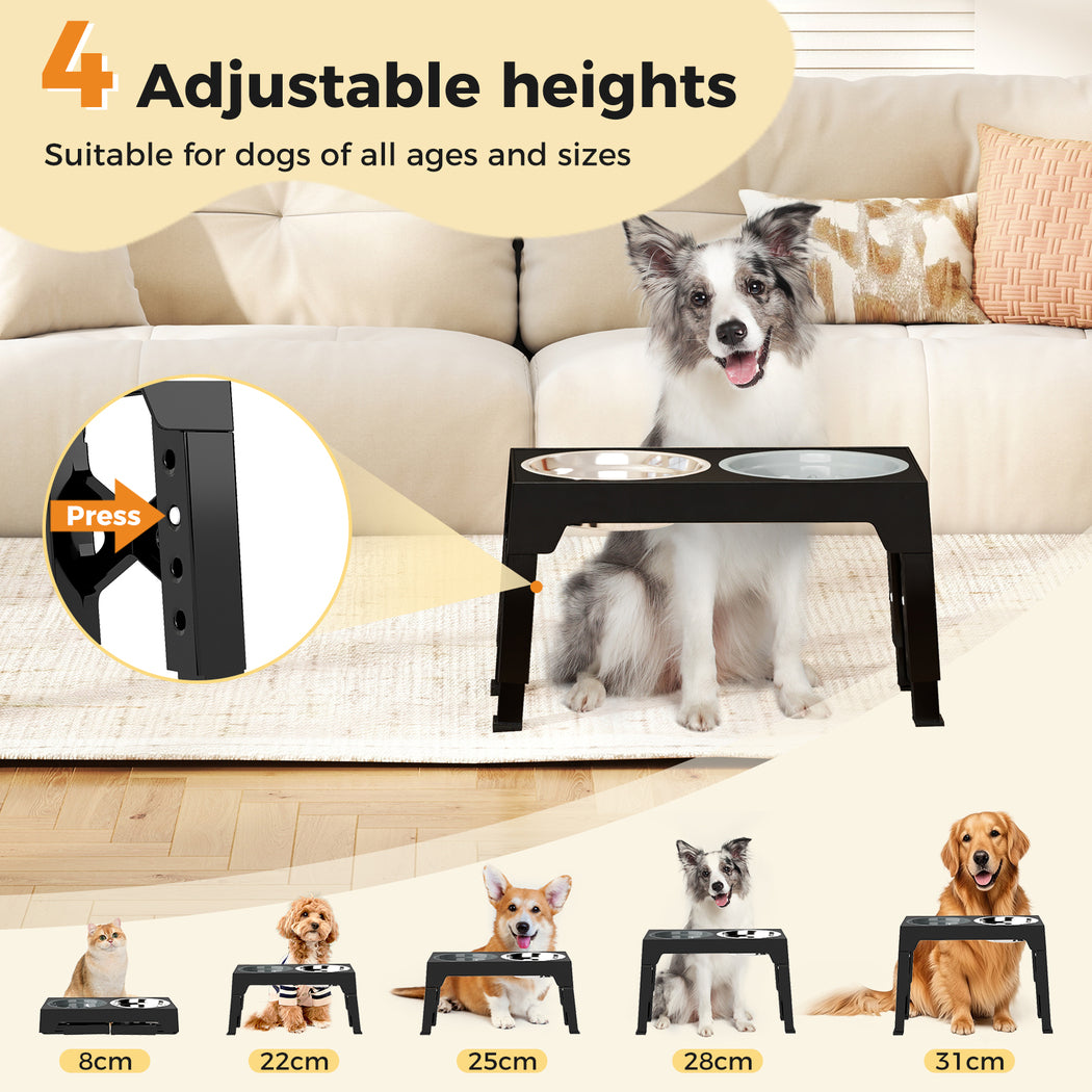 Skylos Raised Dog Feeding Bowl Elevated Pet Food Water Feeder Adjustable Folding