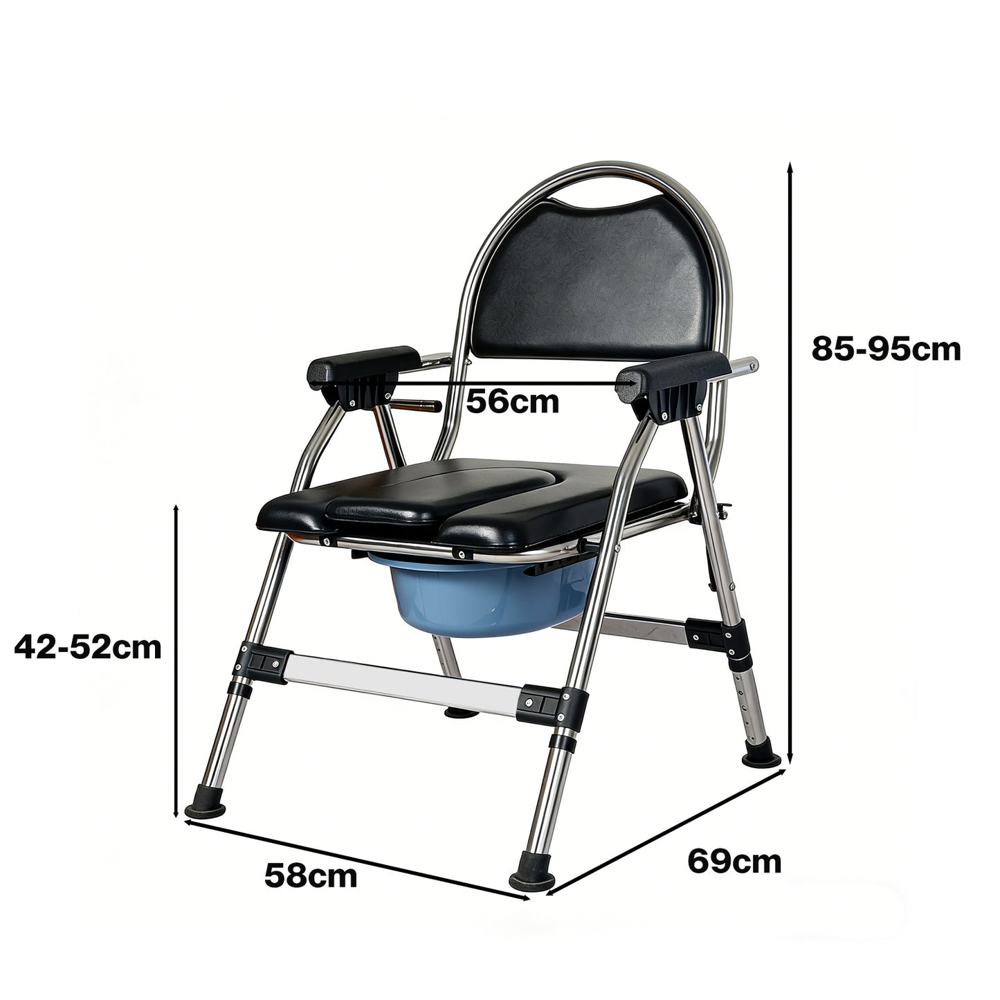 Levede Folding Commode Chair Adjustable Height Bedside Toilet Shower Seat 150kg