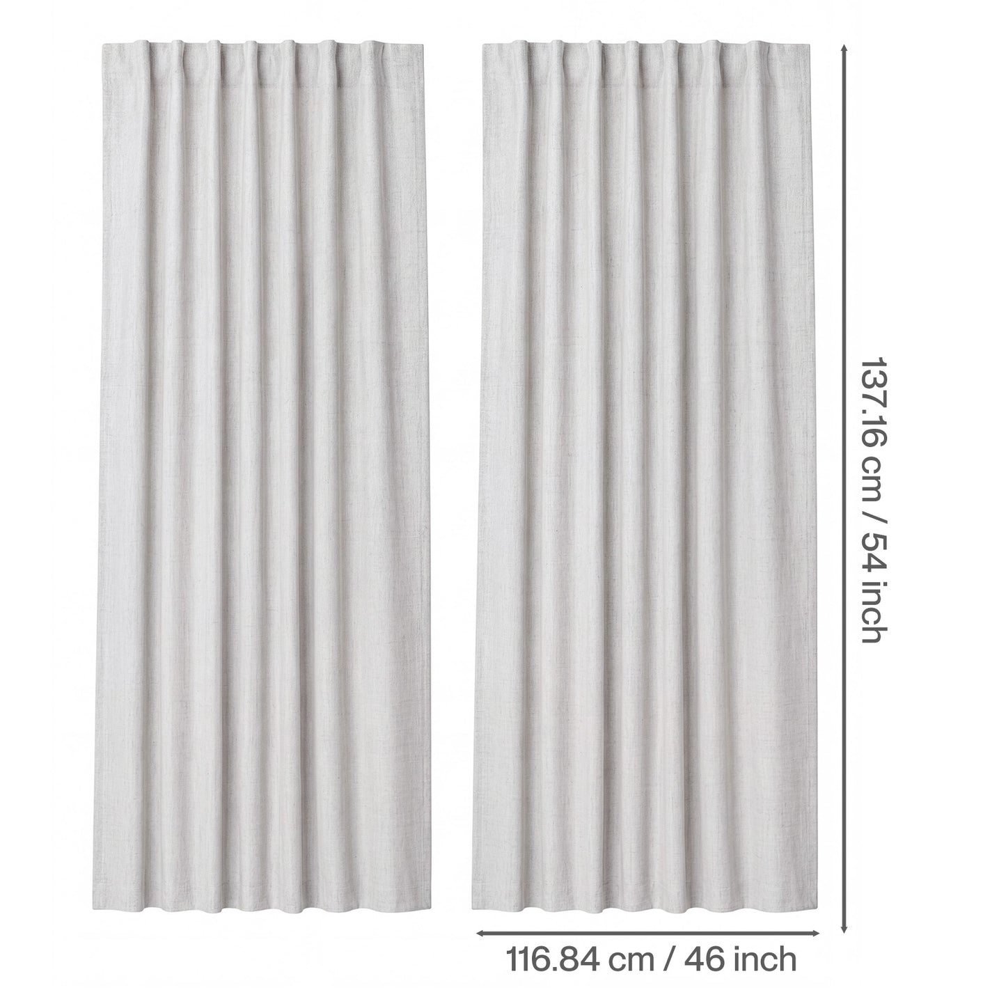 Marlow 100% Blackout Curtains Thermal Linen Look Ready Made 46x54 in Light Grey
