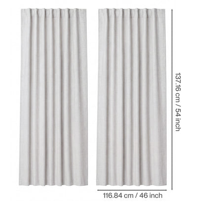 Marlow 100% Blackout Curtains Thermal Linen Look Ready Made 46x54 in Light Grey