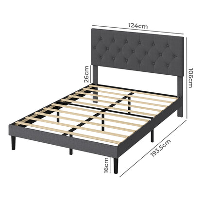 Levede Bed Frame Upholstered Small Double Linen Fabric Soft Foam Headboard Wood