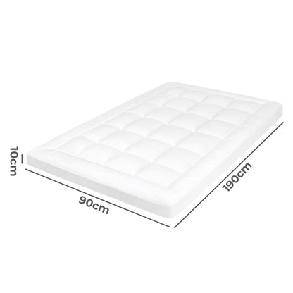 Lavio Mattress Topper Single 10CM Deep Washable Thick Soft Microfibre with Strap