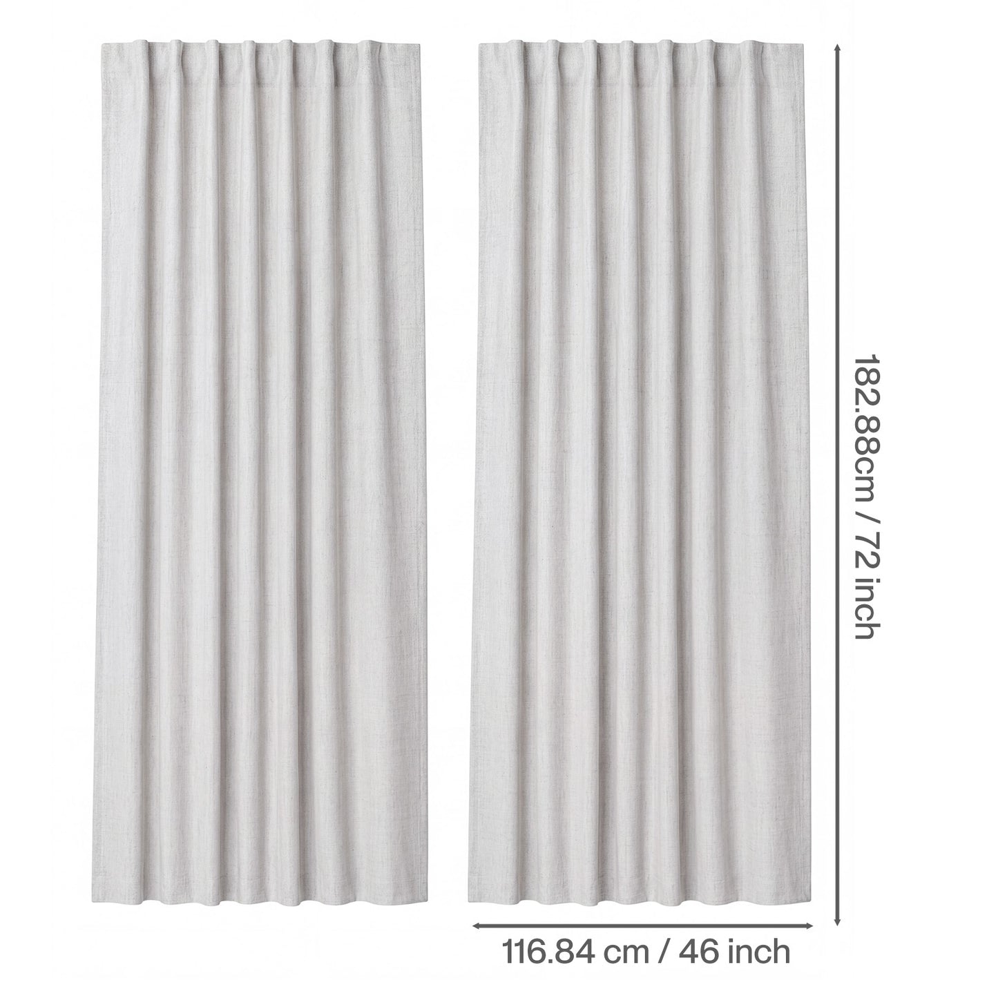 Marlow 100% Blackout Curtains Thermal Linen Look Ready Made 46x72 in Light Grey