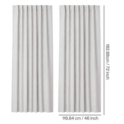 Marlow 100% Blackout Curtains Thermal Linen Look Ready Made 46x72 in Light Grey