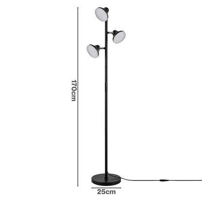 Emitto Floor Lamp 3 Head LED Reading Light Rotatable Remote Standing Lamp Black