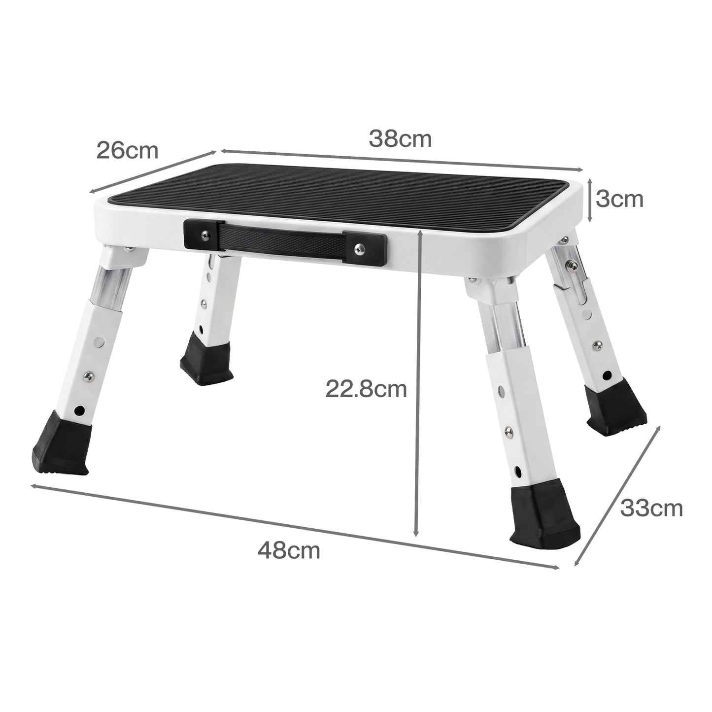 Levede Folding Step Stool Adjustable Aluminium Non Slip Portable Foot Stool