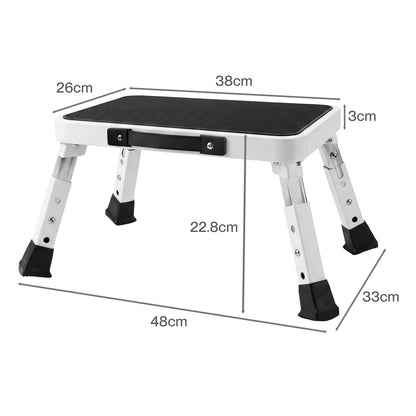 Levede Folding Step Stool Adjustable Aluminium Non Slip Portable Foot Stool