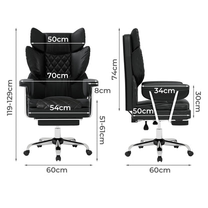 Levede Office Desk Chair Big and Tall for Heavy People with Footrest PU Black