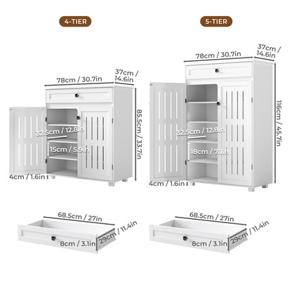 Levede Shoe Cabinet Storage Cupboard Wooden Footwear Stand Rack 2 Doors White