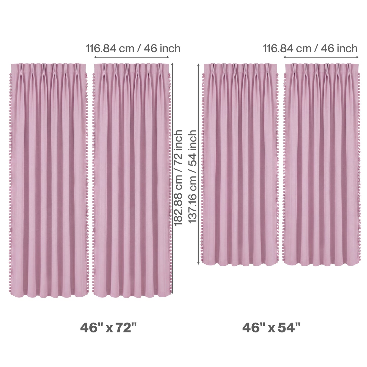 Marlow Pink Pom Pom Curtains for Nursery & Baby Girls Room  2 Panels
