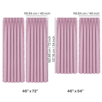 Marlow Pink Pom Pom Curtains for Nursery & Baby Girls Room  2 Panels