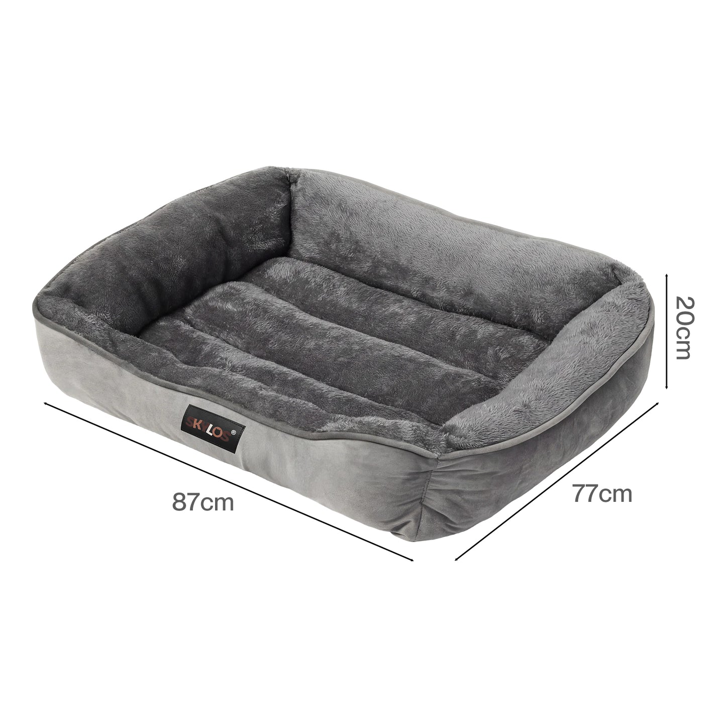 Skylos Orthopedic Dog Bed Large Soft Arctic Velvet Pet Bed Mattress Anti-Slip XL