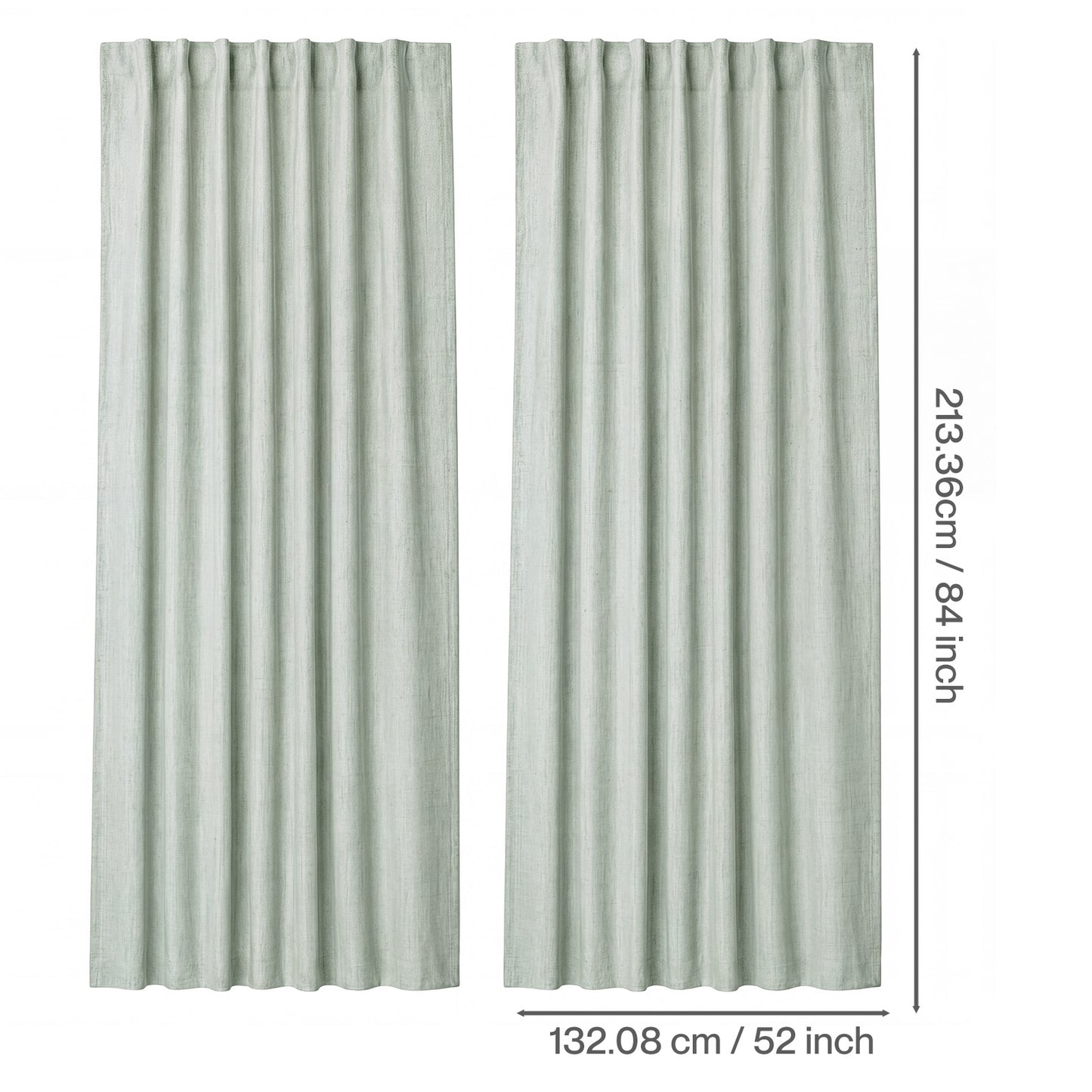 Marlow 100% Blackout Curtains Thermal Linen Look Pair Ready Made 52x84 in Green